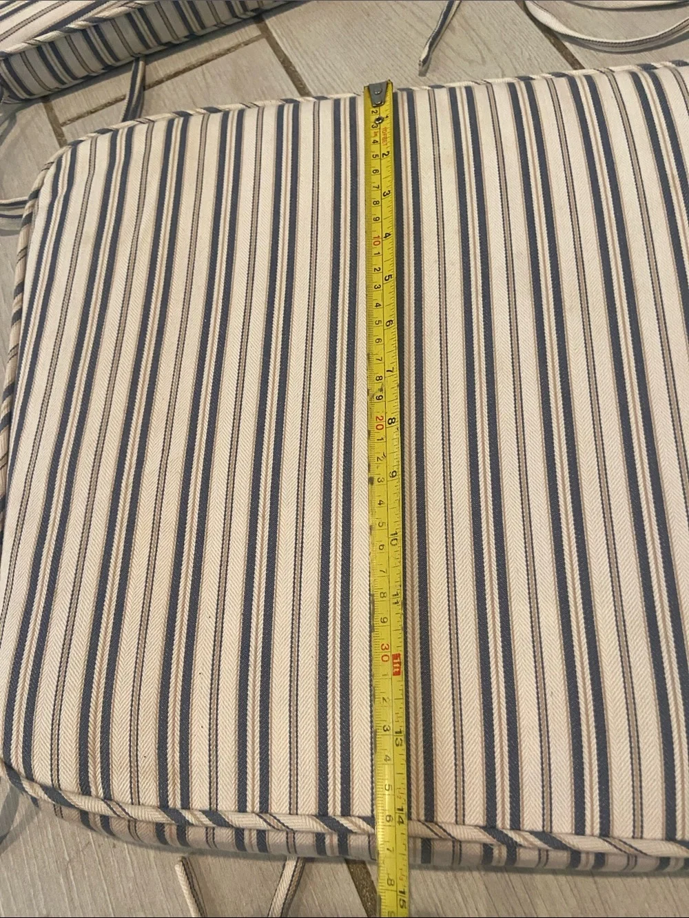 Striped Seat Cushions with Ties - Set of 6